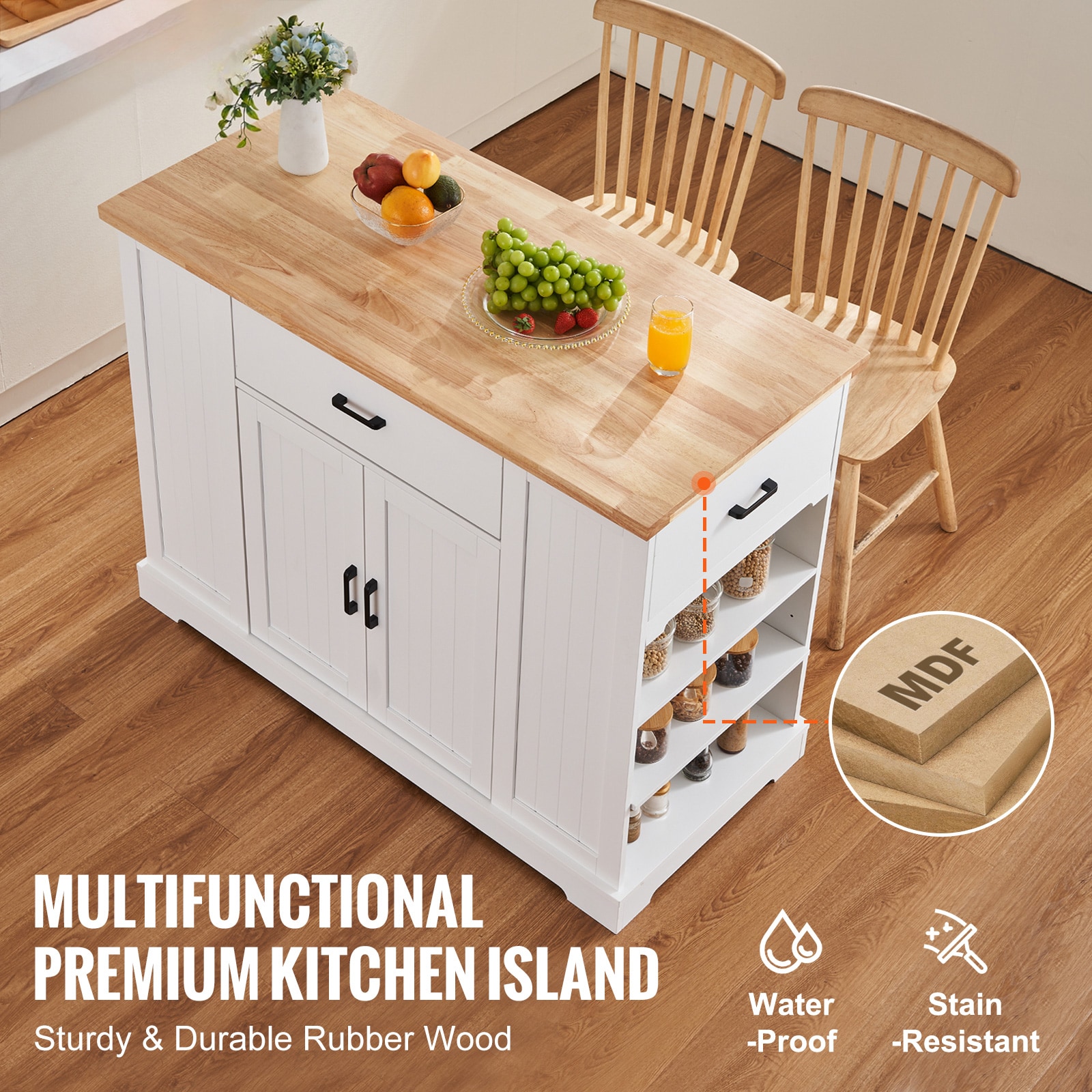 Kitchen Island Cart With Storage Cabinet Serving Cart And Drawer_voghion.com